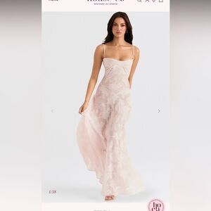 House of CB Seren Soft Pink Floral Lace Back Maxi Dress